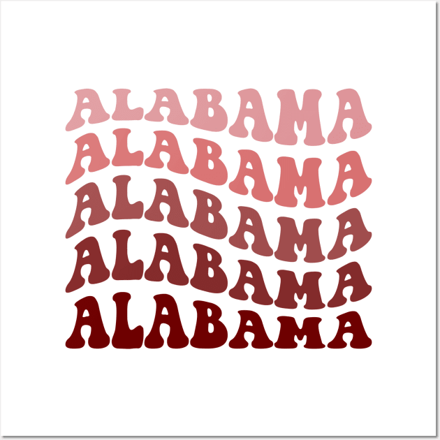 University of Alabama retro wave font Wall Art by Violet Ray Design